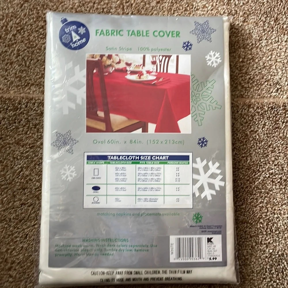 Trim a home ivory fabric table cover 60” x 84“